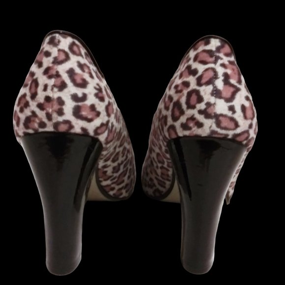 Vintage Leopard Pattern Heels, SZ 9m Chunky Heel, Fall Winter Pump, High Heels - Picture 9 of 9